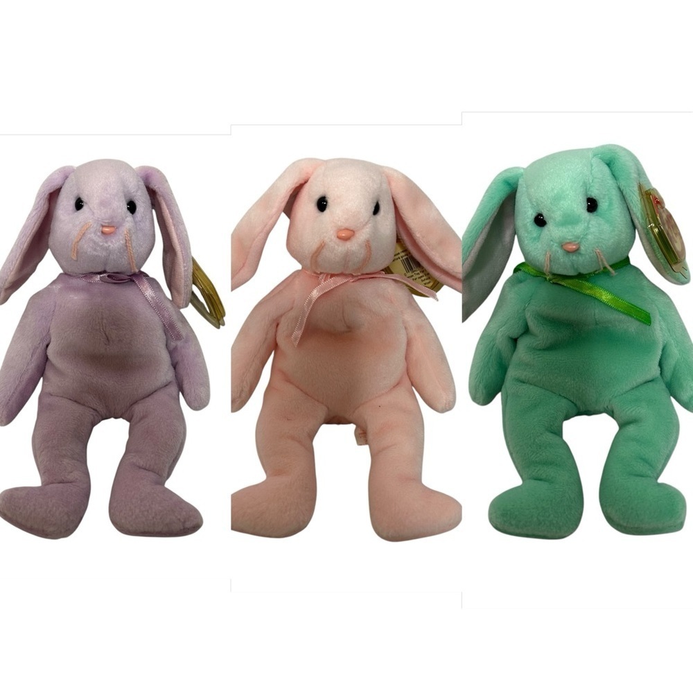 TY Beanie Babies Three Bunnies Hippity, Hoppity, and Floppity Retired Vintage